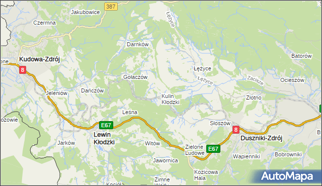 mapa Kulin Kłodzki, Kulin Kłodzki na mapie Targeo