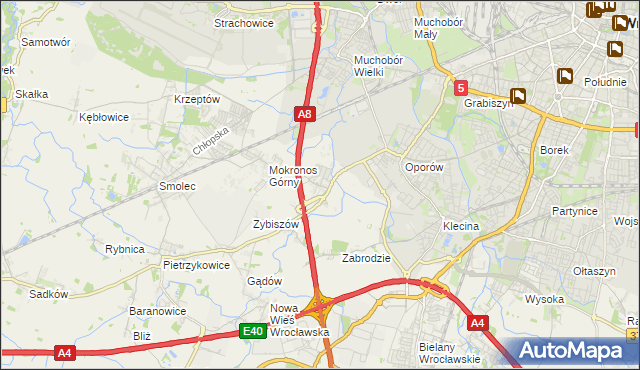 mapa Mokronos Dolny, Mokronos Dolny na mapie Targeo