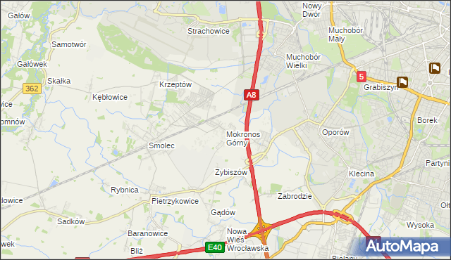 mapa Mokronos Górny, Mokronos Górny na mapie Targeo