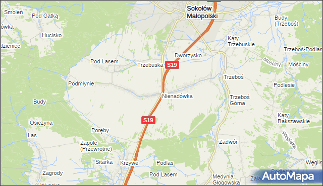 mapa Nienadówka, Nienadówka na mapie Targeo