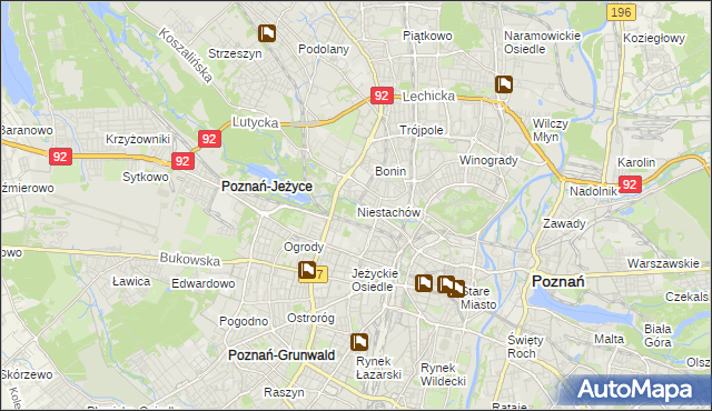 mapa Niestachów gmina Poznań, Niestachów gmina Poznań na mapie Targeo