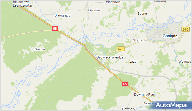 mapa Osowiec-Twierdza, Osowiec-Twierdza na mapie Targeo