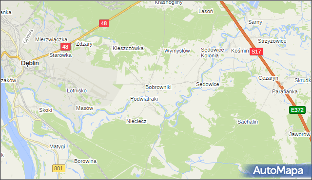 mapa Podwierzbie gmina Ryki, Podwierzbie gmina Ryki na mapie Targeo