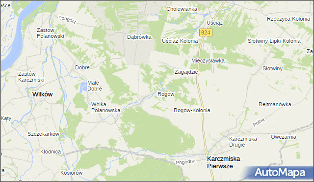 mapa Rogów gmina Wilków, Rogów gmina Wilków na mapie Targeo