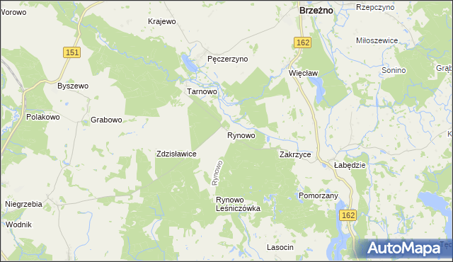 mapa Rynowo gmina Łobez, Rynowo gmina Łobez na mapie Targeo