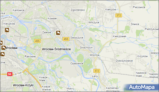 mapa Strachocin gmina Wrocław, Strachocin gmina Wrocław na mapie Targeo