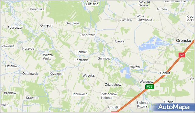 mapa Świniów, Świniów na mapie Targeo