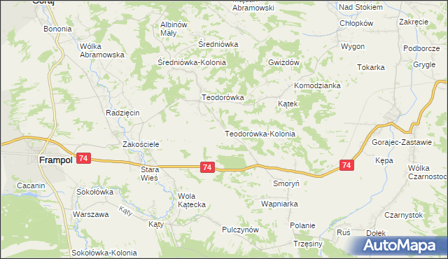 mapa Teodorówka-Kolonia, Teodorówka-Kolonia na mapie Targeo