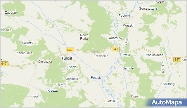 mapa Trzcińskie, Trzcińskie na mapie Targeo