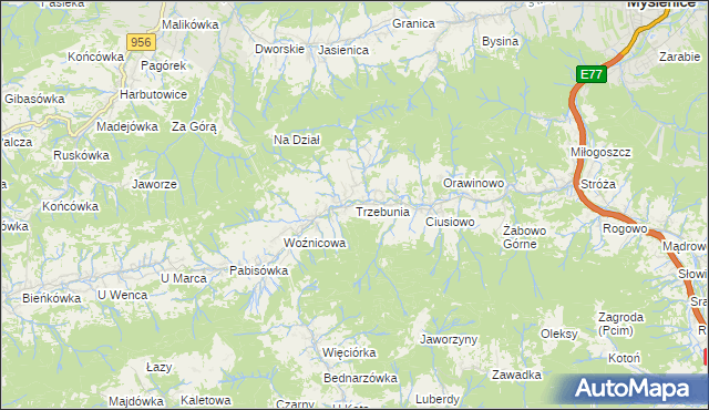 mapa Trzebunia, Trzebunia na mapie Targeo