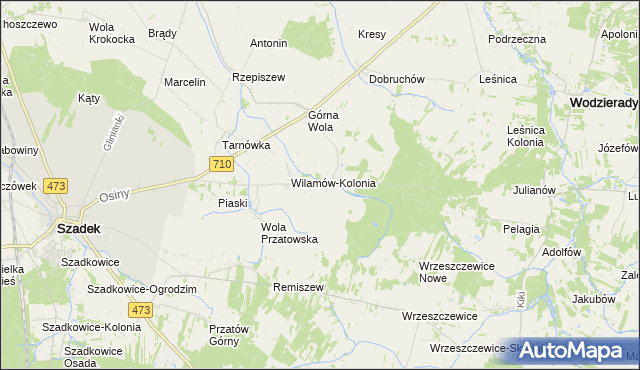 mapa Wilamów gmina Szadek, Wilamów gmina Szadek na mapie Targeo