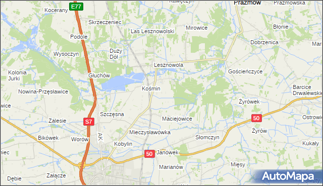 mapa Zakrzewska Wola gmina Grójec, Zakrzewska Wola gmina Grójec na mapie Targeo