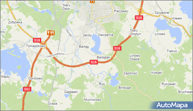 mapa Bartążek, Bartążek na mapie Targeo