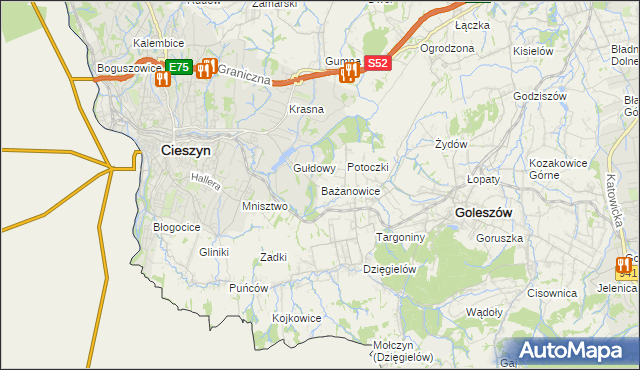 mapa Bażanowice, Bażanowice na mapie Targeo