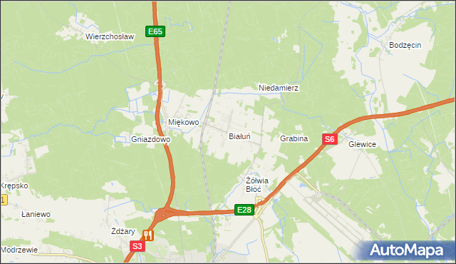 mapa Białuń gmina Goleniów, Białuń gmina Goleniów na mapie Targeo