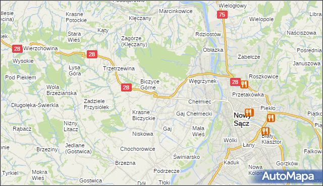 mapa Biczyce Dolne, Biczyce Dolne na mapie Targeo