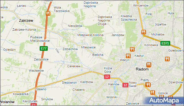 mapa Bielicha, Bielicha na mapie Targeo