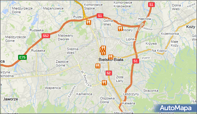 mapa Bielsko-Białej, Bielsko-Biała na mapie Targeo