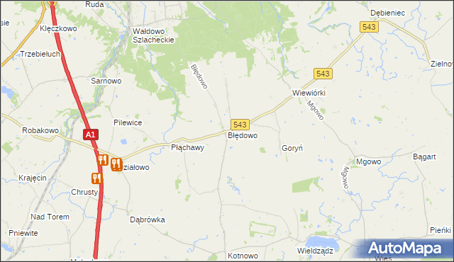 mapa Błędowo gmina Płużnica, Błędowo gmina Płużnica na mapie Targeo