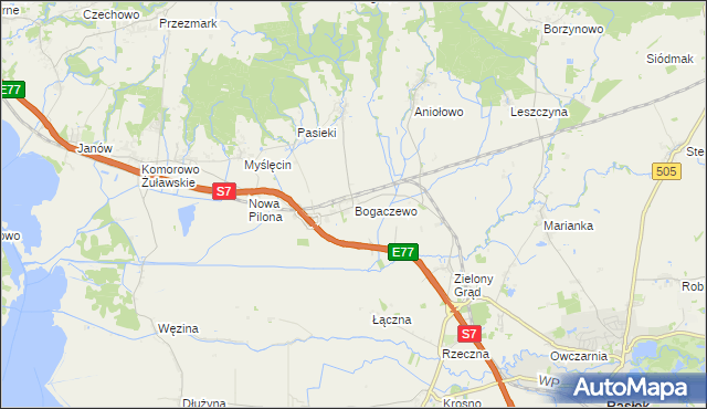 mapa Bogaczewo gmina Elbląg, Bogaczewo gmina Elbląg na mapie Targeo