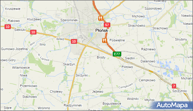 mapa Brody gmina Płońsk, Brody gmina Płońsk na mapie Targeo