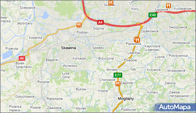 mapa Brzyczyna, Brzyczyna na mapie Targeo
