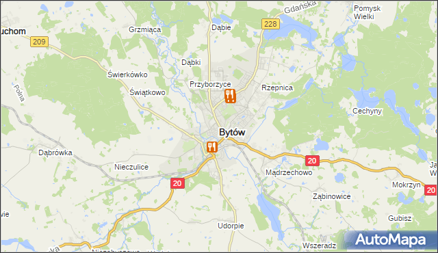 mapa Bytów, Bytów na mapie Targeo