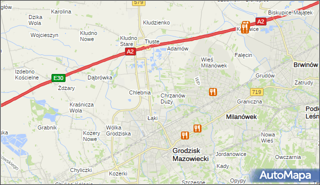 mapa Chrzanów Duży, Chrzanów Duży na mapie Targeo