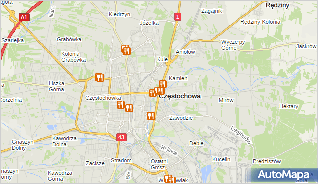 mapa Częstochowy, Częstochowa na mapie Targeo