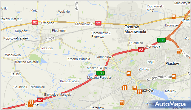 mapa Domaniew gmina Brwinów, Domaniew gmina Brwinów na mapie Targeo