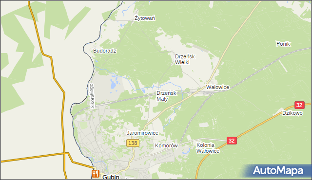 mapa Drzeńsk Mały, Drzeńsk Mały na mapie Targeo