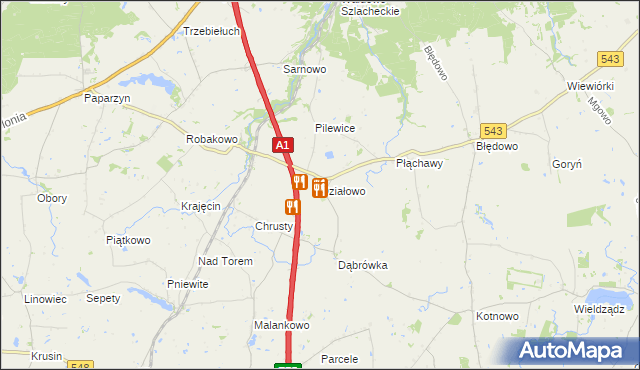 mapa Działowo, Działowo na mapie Targeo