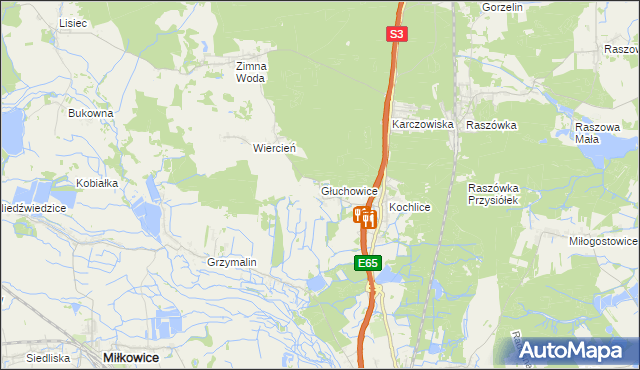 mapa Głuchowice, Głuchowice na mapie Targeo