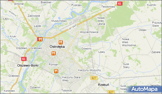 mapa Goworki, Goworki na mapie Targeo