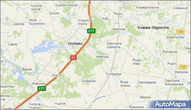 mapa Helenów gmina Orońsko, Helenów gmina Orońsko na mapie Targeo