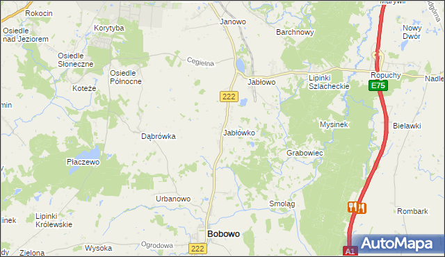 mapa Jabłówko gmina Bobowo, Jabłówko gmina Bobowo na mapie Targeo