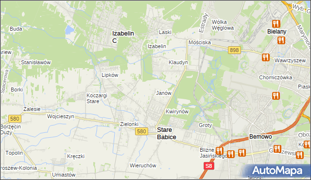 mapa Janów gmina Stare Babice, Janów gmina Stare Babice na mapie Targeo