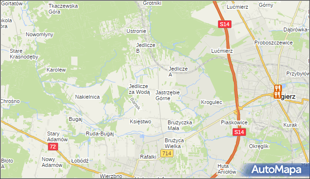 mapa Jastrzębie Górne, Jastrzębie Górne na mapie Targeo