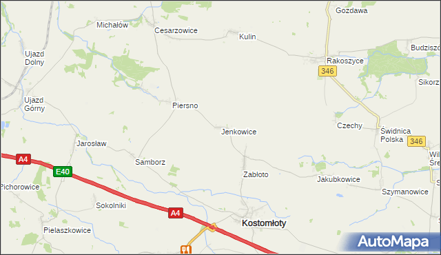 mapa Jenkowice gmina Kostomłoty, Jenkowice gmina Kostomłoty na mapie Targeo