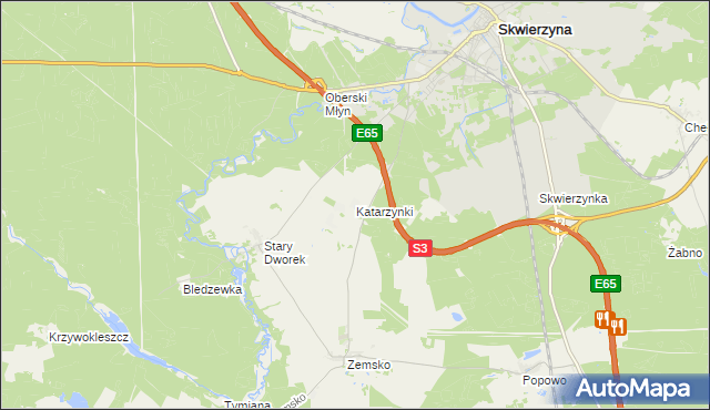 mapa Katarzynki gmina Bledzew, Katarzynki gmina Bledzew na mapie Targeo