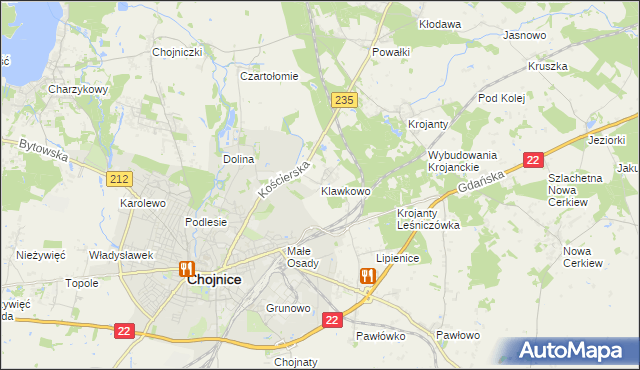 mapa Klawkowo, Klawkowo na mapie Targeo