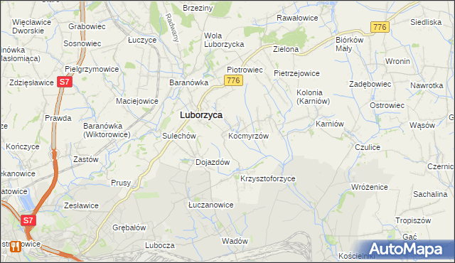 mapa Kocmyrzów, Kocmyrzów na mapie Targeo