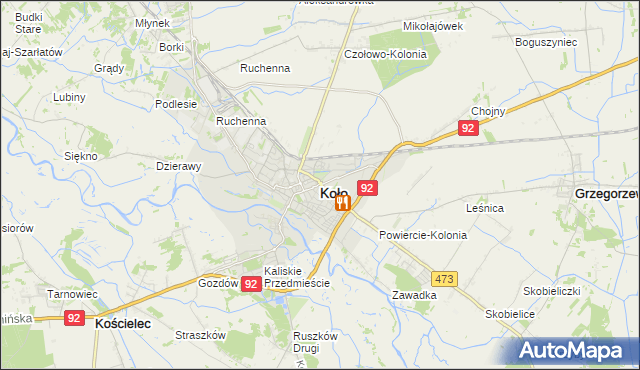 mapa Koło, Koło na mapie Targeo