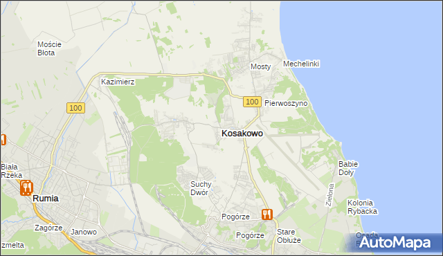 mapa Kosakowo powiat pucki, Kosakowo powiat pucki na mapie Targeo