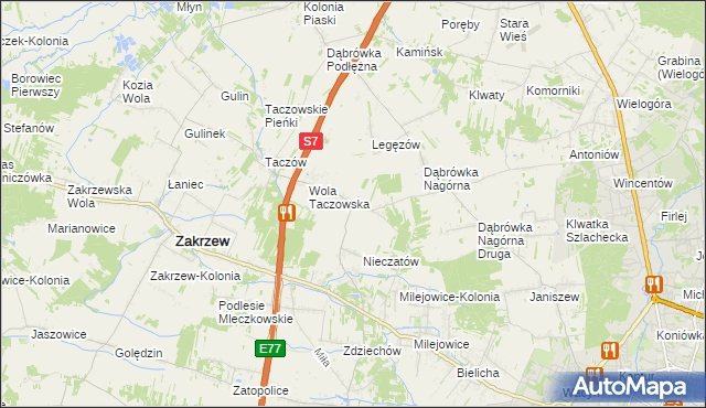 mapa Kozinki, Kozinki na mapie Targeo