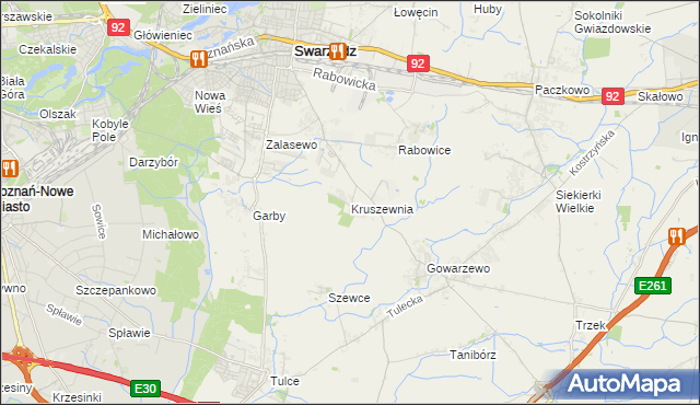 mapa Kruszewnia gmina Swarzędz, Kruszewnia gmina Swarzędz na mapie Targeo