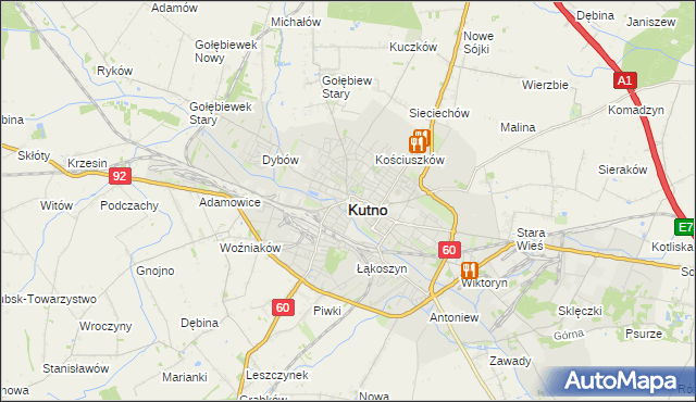 mapa Kutno, Kutno na mapie Targeo