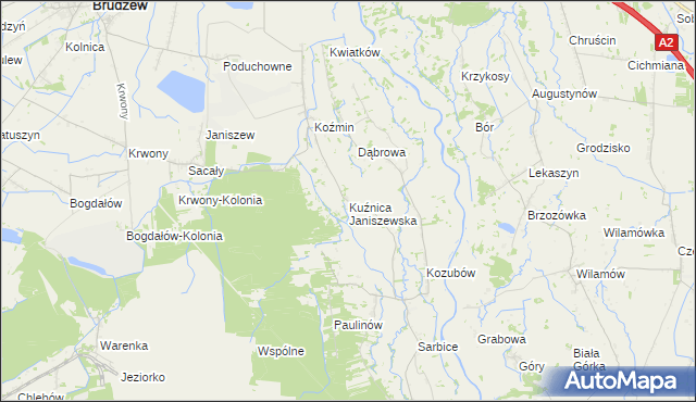 mapa Kuźnica Janiszewska, Kuźnica Janiszewska na mapie Targeo