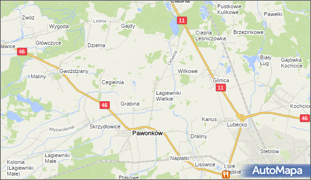 mapa Łagiewniki Wielkie, Łagiewniki Wielkie na mapie Targeo