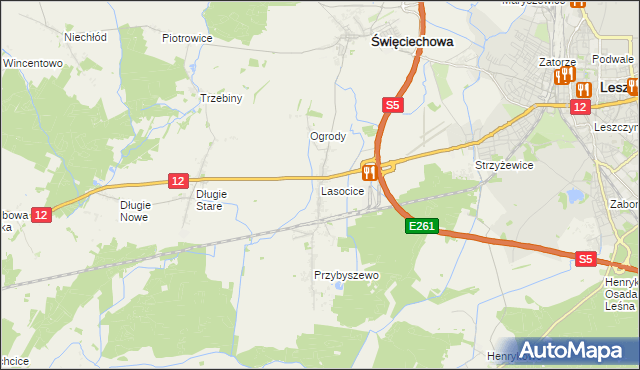 mapa Lasocice gmina Święciechowa, Lasocice gmina Święciechowa na mapie Targeo